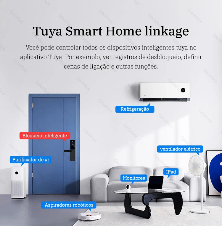 Brazil Tuya Smart Door Lock Portuguese Voice Digital Electronic Lock WIFI APP Fingerprint Password RFID Unlock For Home