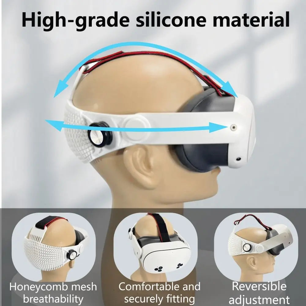 Upgraded Adjustable VR Headbands Breathable Ergonomic Head Strap Durable Soft Silicone VR Accessories for Meta Ques t3/Quest 3S