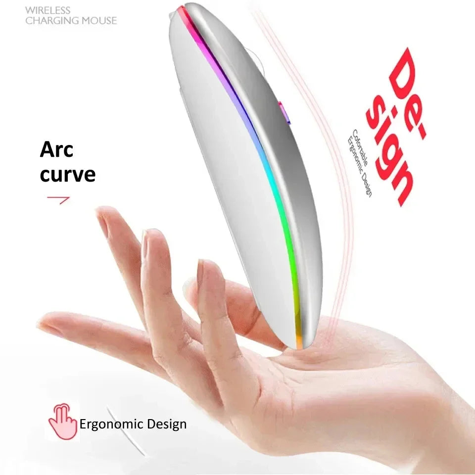 Rechargeable Wireless Mouse: Silent, LED Backlit, 2.4GHz Receiver + Bluetooth Dual Mode, Optical Mice for PC, Laptop & Computer