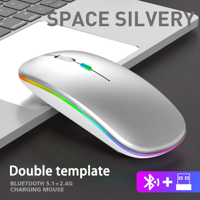 Wireless Mouse Bluetooth 2.4GHz Dual Modes Rechargeable RGB Ergonomic Silent Mouse Optical Mice For PC Computer Laptops Notebook