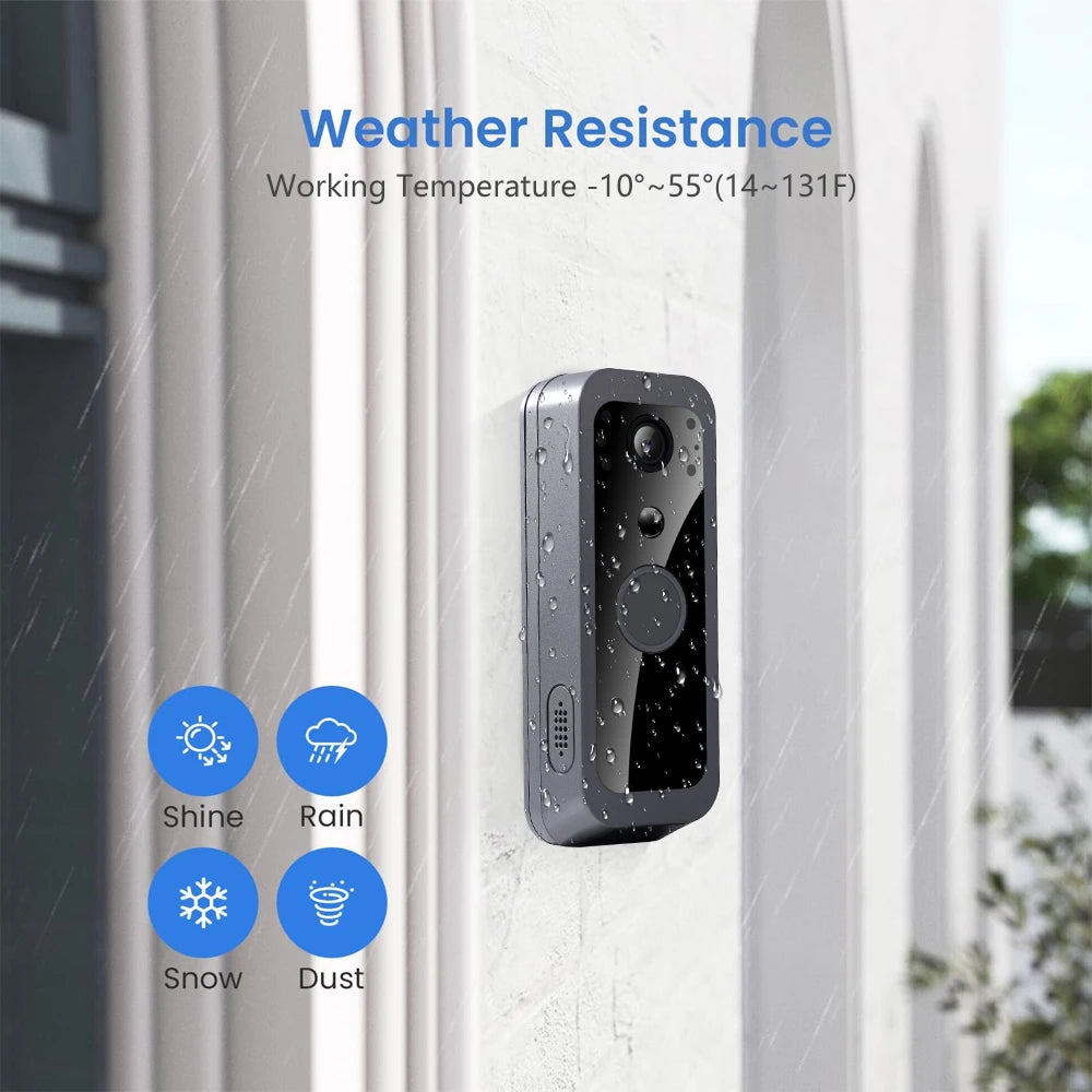 Tuya Smart Wireless Doorbell Camera Outdoor WiFi Audio Video Door Phone Intercom System 1080P 5'' Monitor Screen No Monthly Fees