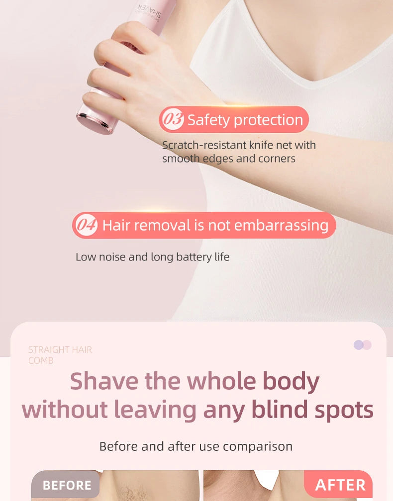 Double Head Electric Epilator Women Rechargeable Painless Hair Remover Shaver for Body Private Areas Bikini Gentle Trimming