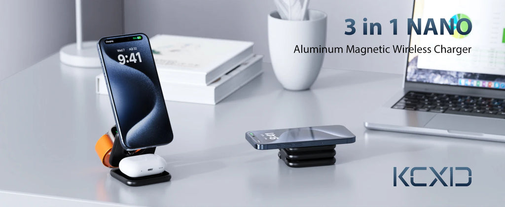 KUXIU X55 Magsafe Wireless Charging Station for iPhone 17 16 15 14 13 12 Pro/Max,5W for iWatch, AirPods,Foldable Phone Hold