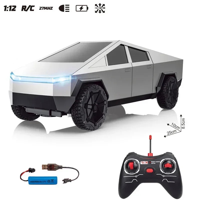 1:24 RC Cybertruck Pickup 4WD Off-Road Remote Control Car, 27Mhz High-Speed Dual Motor Truck with LED Lights,Gift for Boys Kids