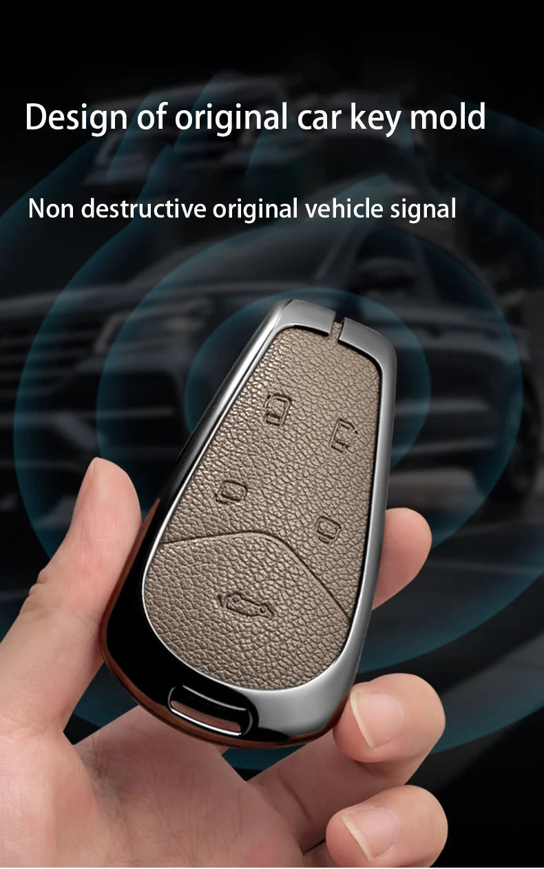 Car Key Case Cover Shell Fob For Voyah Free I-Land Dreamer 2021-2023 Keychain Auto Zinc Alloy Leather Key Protection Accessories