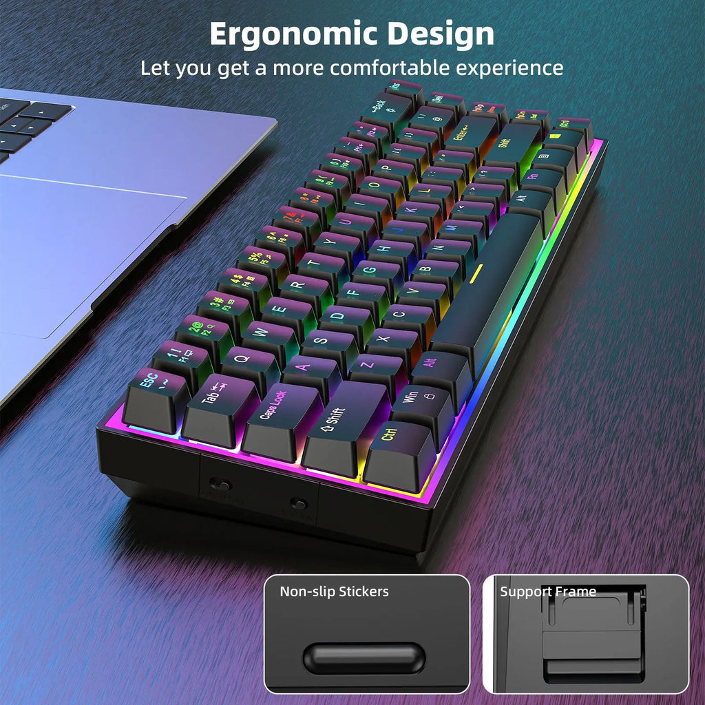 Wired Mechanical Keyboard Green Axis 68 Keys Hot-Swappable Side-Engraved Gradient E-Sports Gaming Keyboard