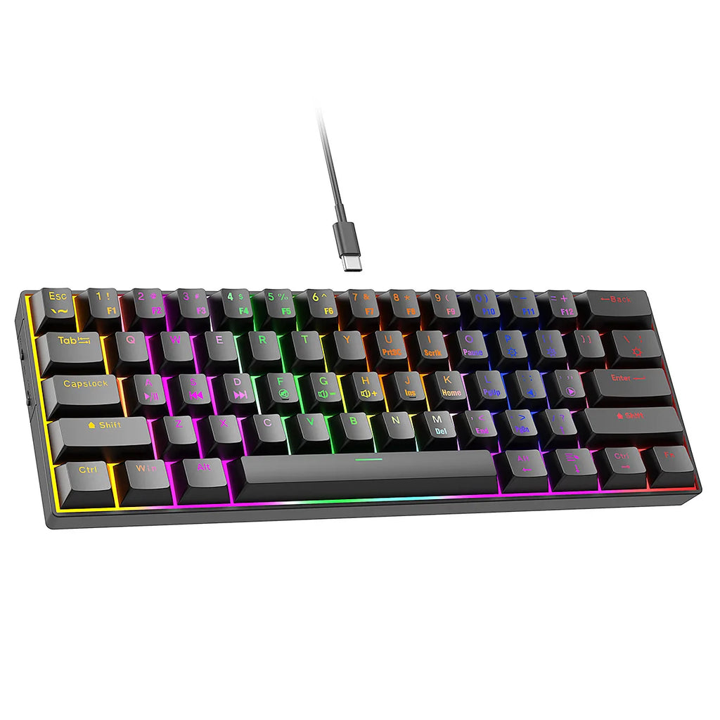 Wired Mechanical Keyboard Green Axis 68 Keys Hot-Swappable Side-Engraved Gradient E-Sports Gaming Keyboard