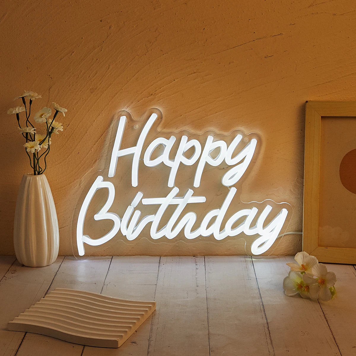 Chi-buy LED Neon Happy Birthday USB Powered Neon Signs Night Light 3D Wall Art Bedroom Living Room Decor Lamp Signs