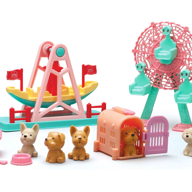 Children's DIY Mini Simulational Amusement Pet Dog Cat Park Toys Appliance Play Pretend Toy Set For Girls Boys Birthday Toys