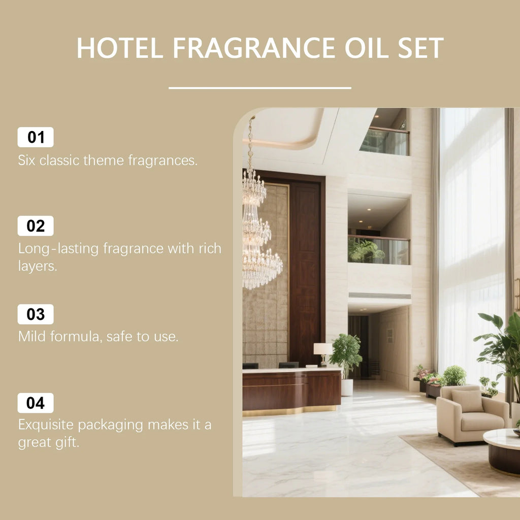 6 Flavors 10ml Essential Oils Nature Plant Making for Aroma Diffuser Air Humidifier Home Hotel Water-soluble Fragrance Gifts Kit