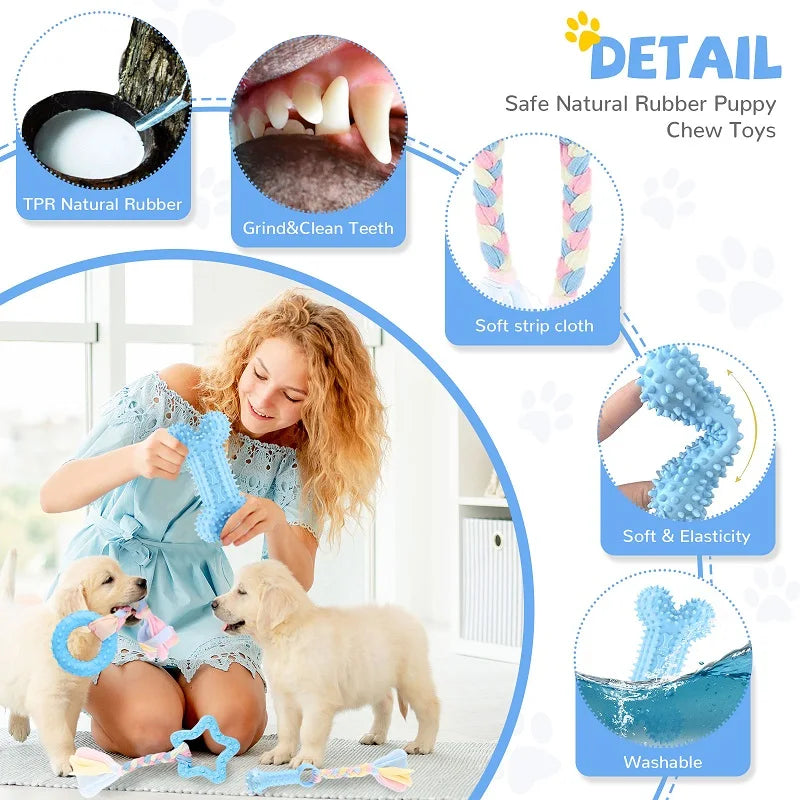 Pet Chew Toys Soft Blue Rubber Durable Molars Training Toy Chihuahua Yorkie Funny Ball Interactive Bone Treat Toys Pet Supplies