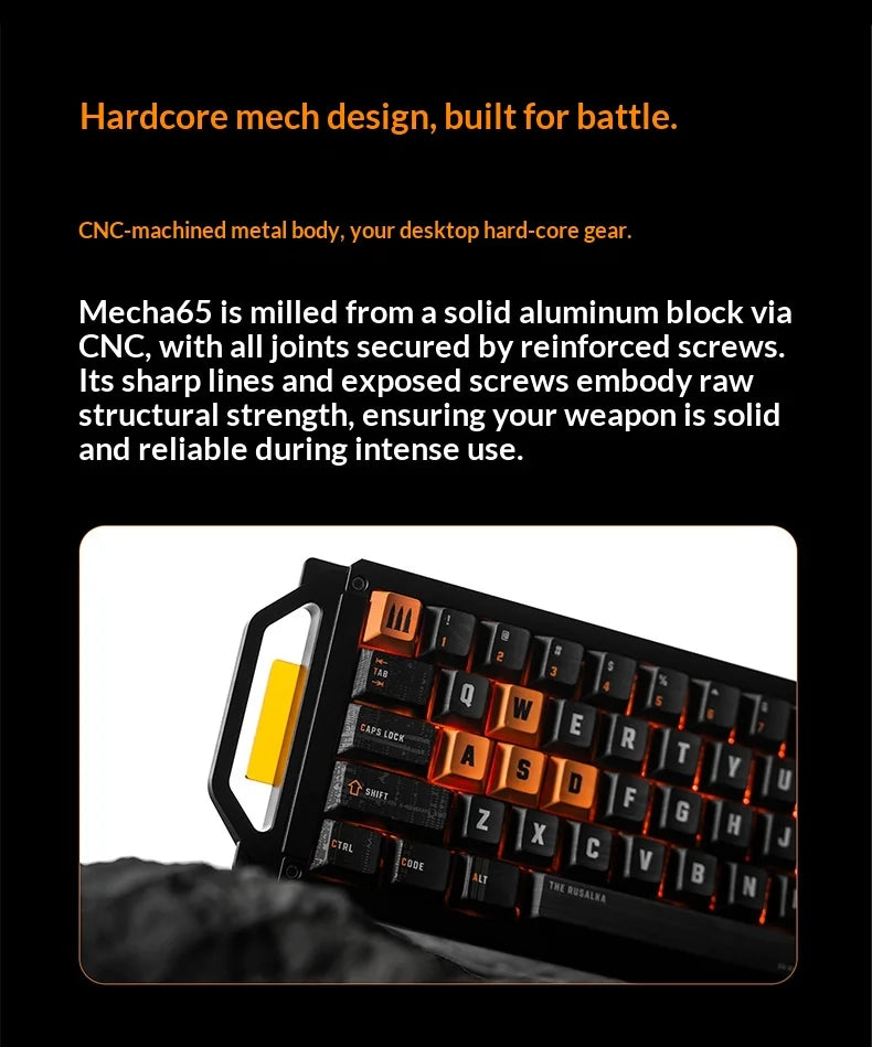 Angry Miao MECHA 65 Gaming Mechanical Keyboard 1MS Low Latency Wireless 1000hz Polling Rate 65 Layout HiFi Switch Aluminum shell