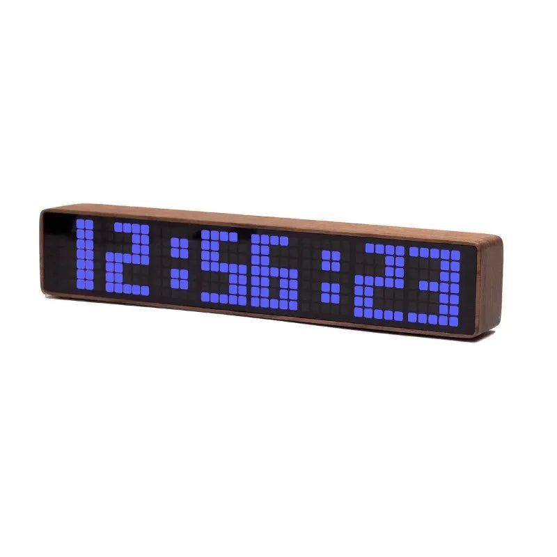 LED Desk Clocks Solid Wood Table Clocks Creative Digital Electronic Clock Modern WiFi Desktop Clock for Living Room Furniture