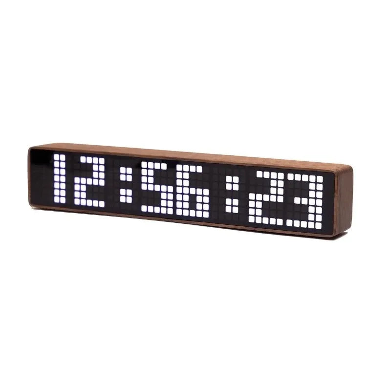 LED Desk Clocks Solid Wood Table Clocks Creative Digital Electronic Clock Modern WiFi Desktop Clock for Living Room Furniture