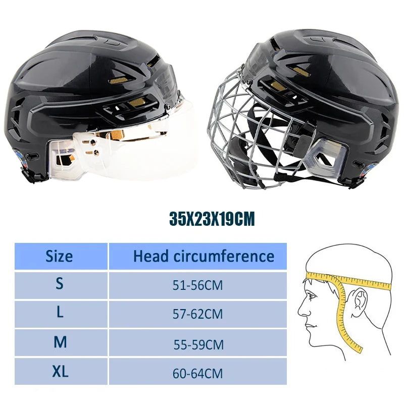 Hockey Helmet Tactical Sports Rugby Adjustable Ice Hockey Helmet with Cage Full/Face Mask Adult Equipment Face Head Protective