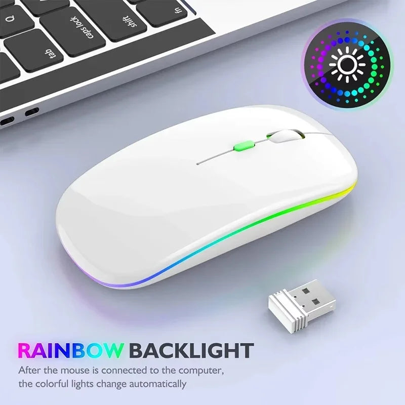 Wireless Mouse Bluetooth 2.4GHz Dual Modes Rechargeable RGB Ergonomic Silent Mouse Optical Mice For PC Computer Laptops Notebook