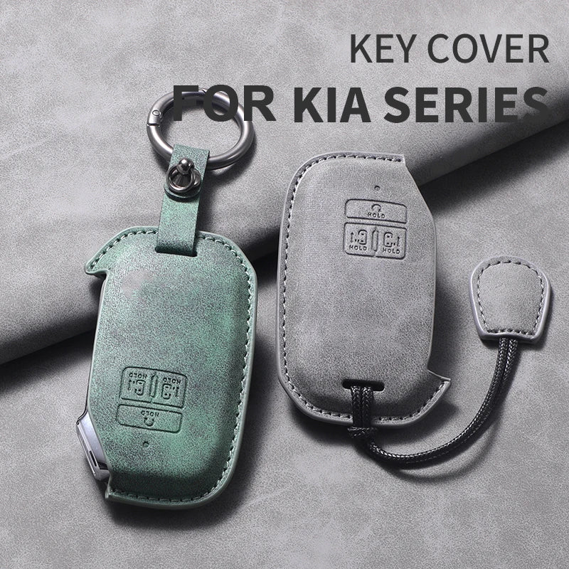 7 Bottons Leather Car Key Case Fob Cover For Kia Carnival K7 2021 2022 Car Remote Key Case Cover Shell Fob Keychian Accessories