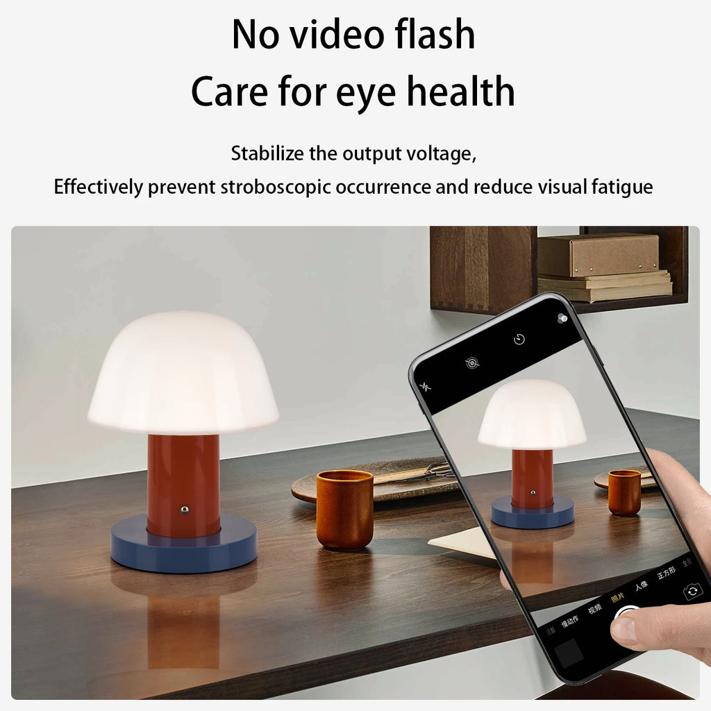 Mushroom table lamp bedroom bedside ambient light LED touch switch USB charging restaurant coffee room decorative light