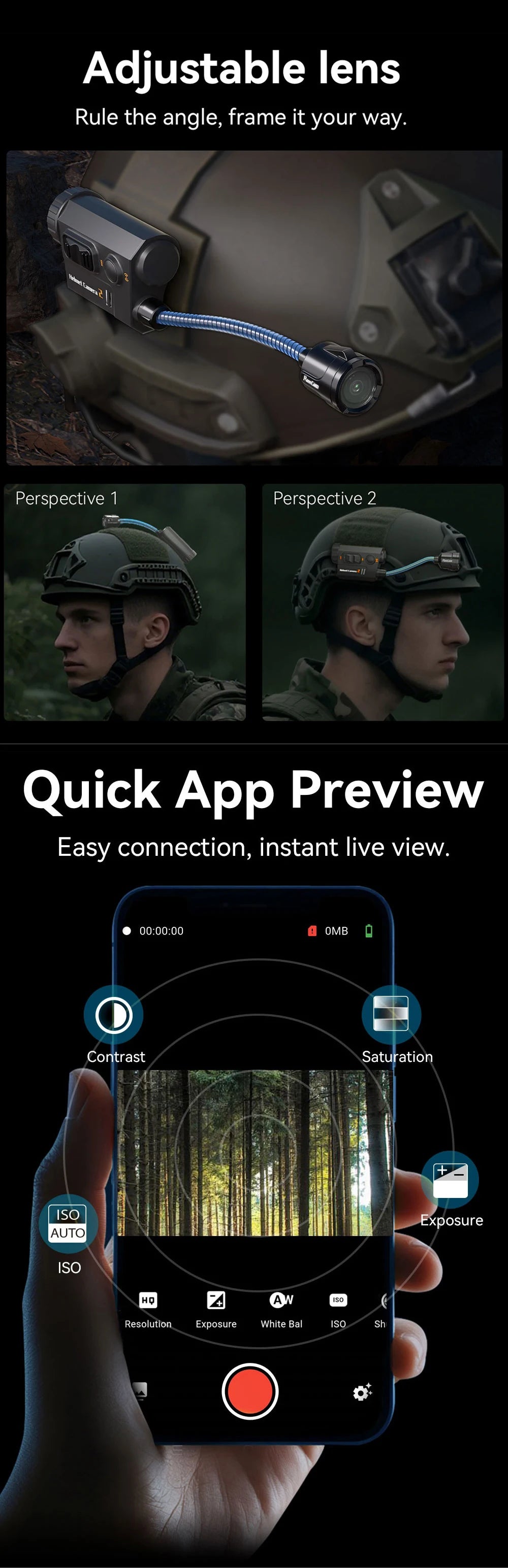 RunCam Helmet Camera 4K / Helmet Camera2  Face Mask Recorder Airsoft Recording Long Battery Life 1920*1080 60fps
