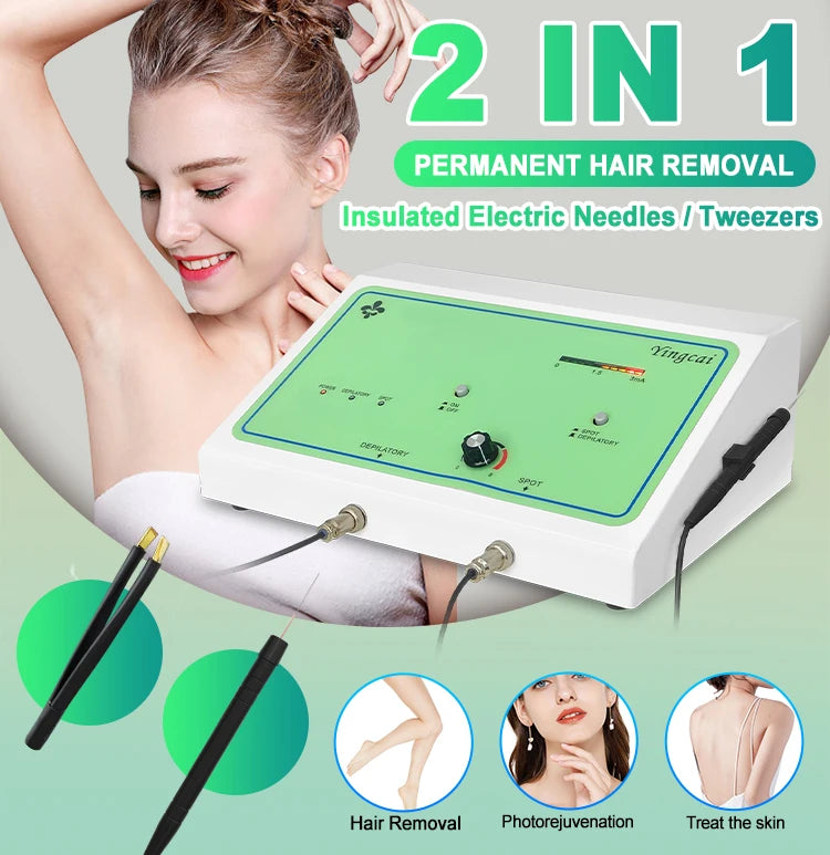 2025 Portable Electrolysis Epilators Removal Device Painless Electrolysis Machine Electric Needle Hair Removal for Men