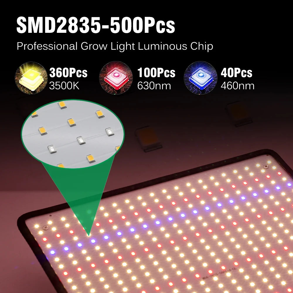 40W LED Grow Light Full Spectrum Phyto Lamp for Indoor Grow Tent Plants Growth AC85-240V Universal Voltage