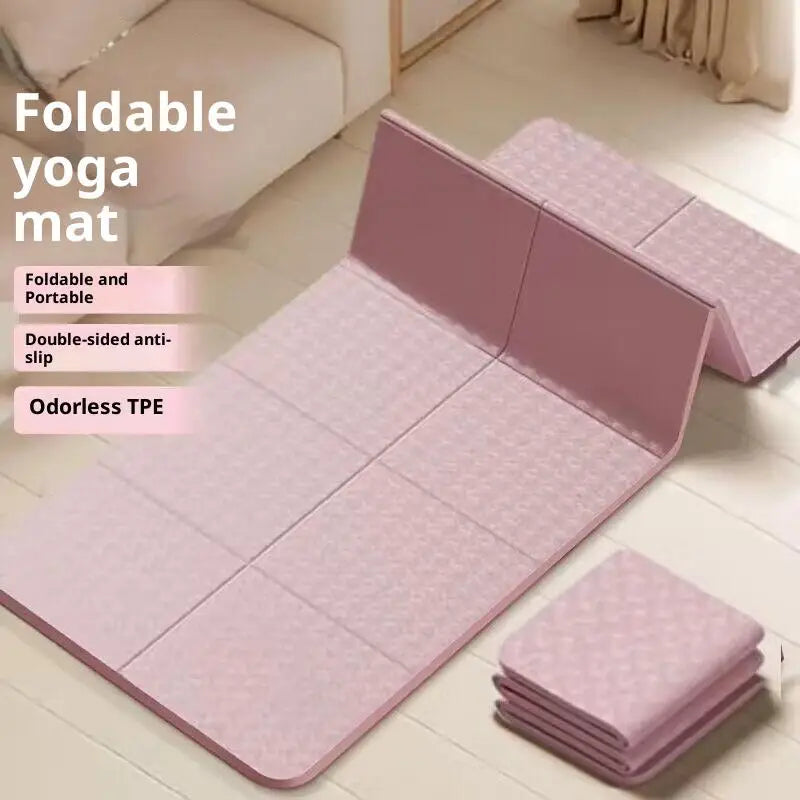 【M】4mm Thick TPE Foldable Yoga Mat 183*61cm Easy Storage For Travel Yoga Pilates Home Exercise Floor Mat