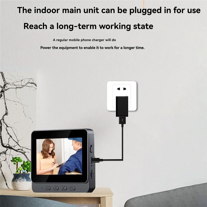 A69E4.3" Smart Wireless Doorbell With Camera 2.4G Bluetooth Wireless Video Doorbell With Two-Way Intercom Supports Memory Card