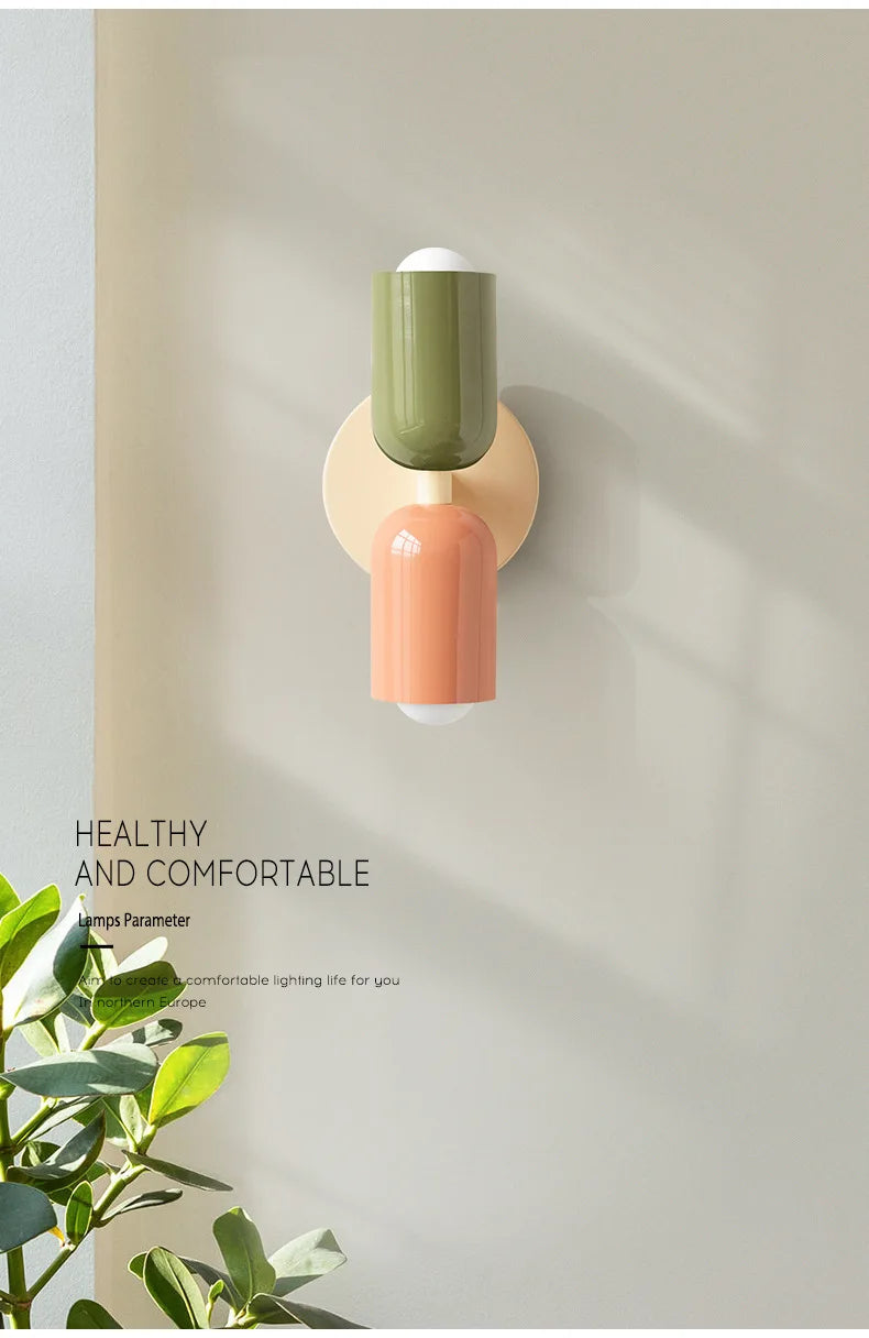 Nordic Wall Lamp LED Simple Macaron wall light Home Indoor Lights Bedroom Bedside Study Living Room Decoration Lighting Fixtures