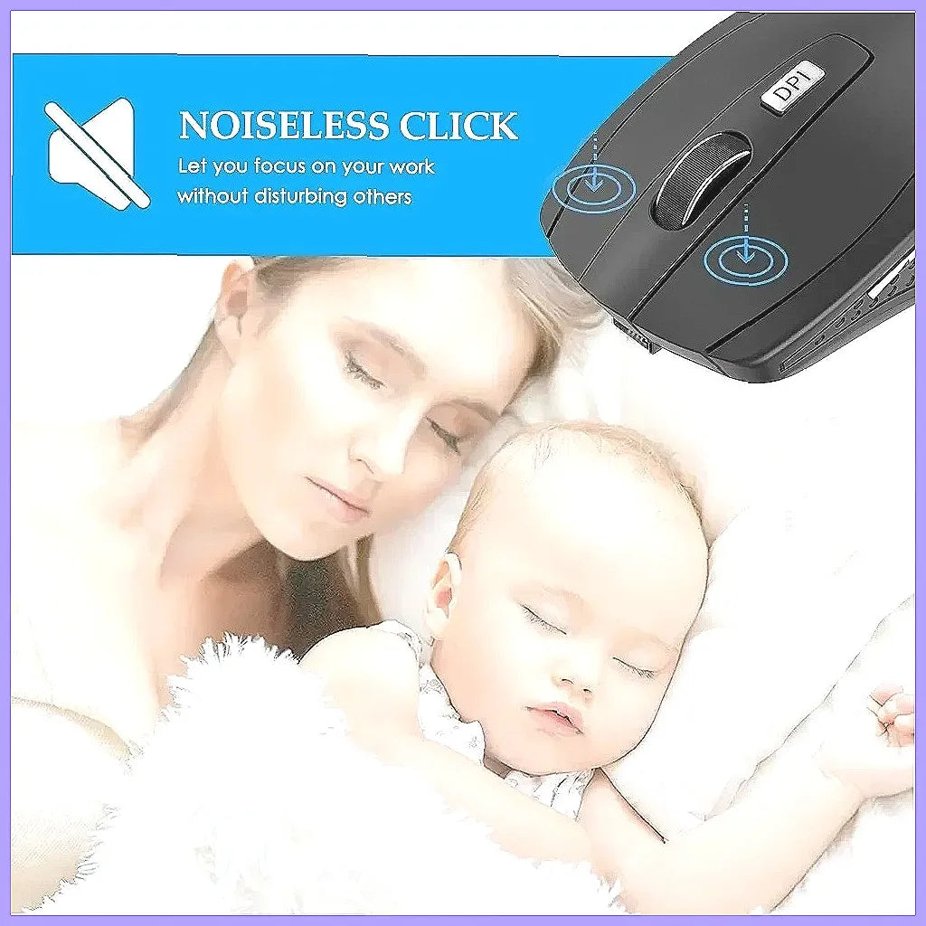2.4G Wireless Mouse, Portable Rechargeable Mouse with Adjustable DPI, Silent Ergonomic Design for Laptop, PC, Office, and Travel