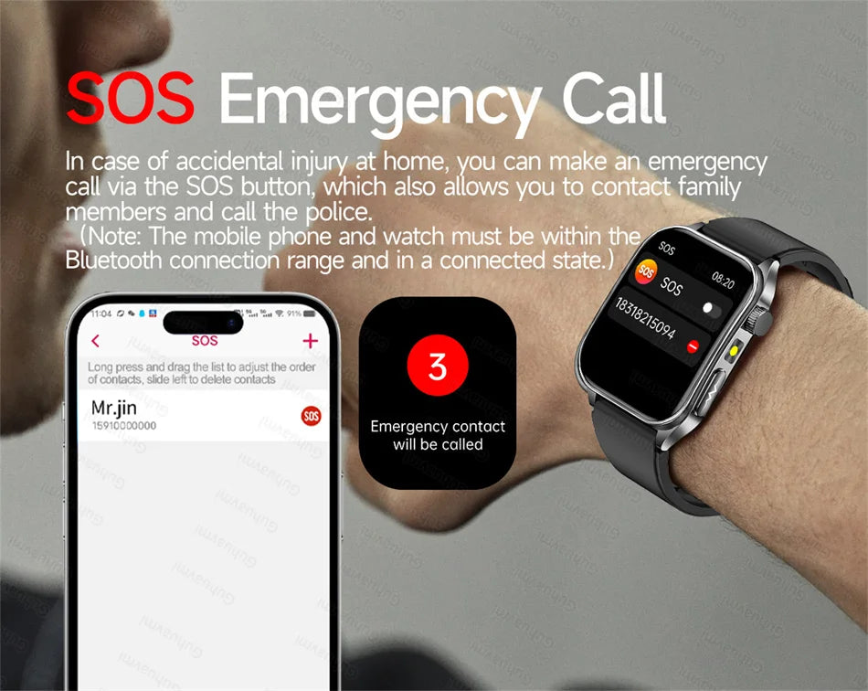 Smart Watch 650nm Dual probe laser health conditioning Blood oxygen Pressure Uric Acid Blood lipid ECG Smartwatch for Man Women
