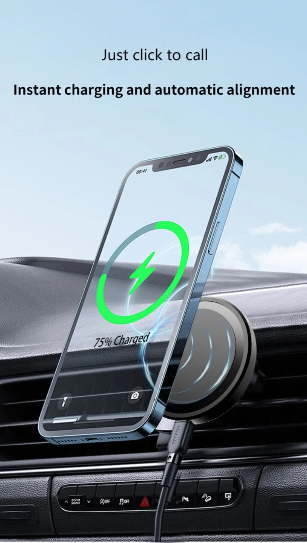 MagSafe Car Wireless Charger 30W - Air Vent Clip Phone Holder - Stable Grip For iPhone 13-17 Pro Max & Fast Charging Stand