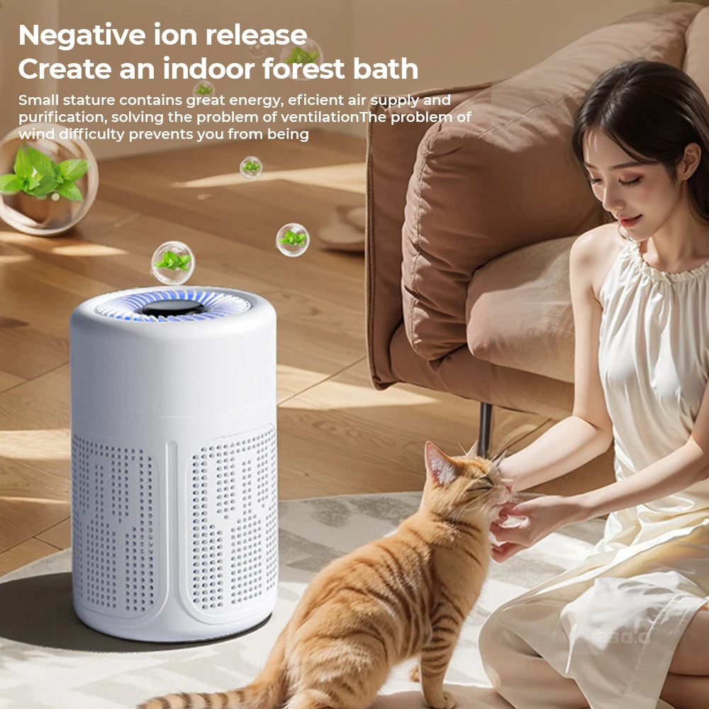 Mini Desktop Air Purifier HEPA Filter With Negative Ion Technology Eliminates Formaldehyde Odors Smoke And Dust Particles