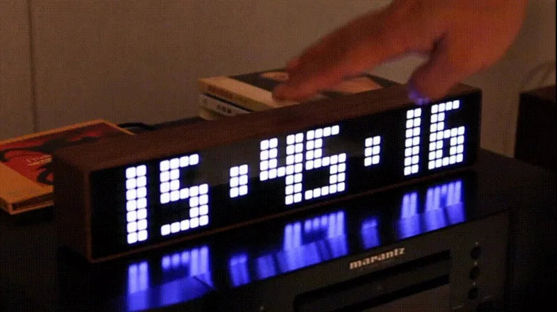 LED Desk Clocks Solid Wood Table Clocks Creative Digital Electronic Clock Modern WiFi Desktop Clock for Living Room Furniture