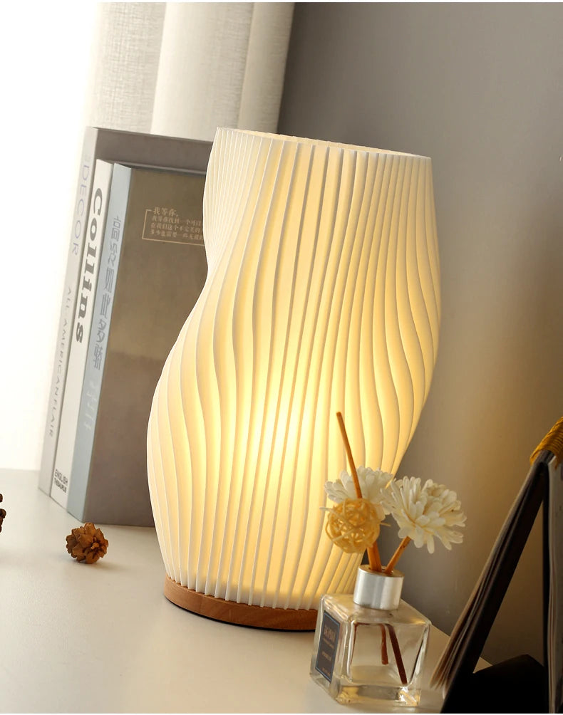 French cream style 3D desk lamp ins internet red pleated bedroom bedside lamp study coffee shop card seat atmosphere lamp
