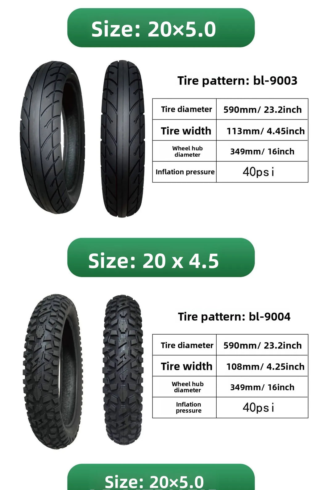 2025 New Model 20 X 4.5/ 5.0inch Electric Bike Tire Super 73 Suitable for Fat Tire Snow Bike