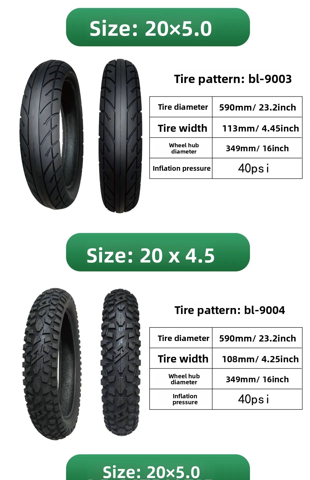 2025 New Model 20 X 4.5/ 5.0inch Electric Bike Tire Super 73 Suitable for Fat Tire Snow Bike