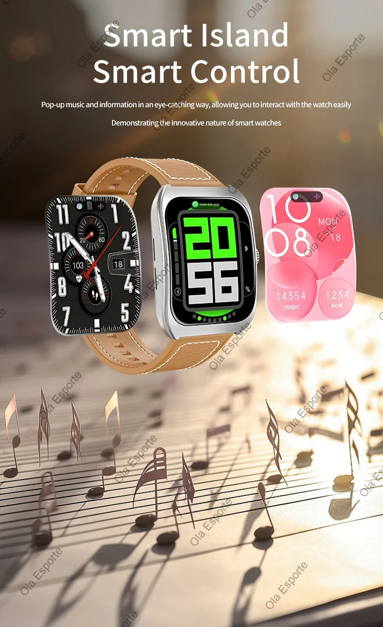 Smart Watch 2.01'' AMOLED Curved Screen IP68 Waterproof Bluetooth Call AI Vioce Assistant Fitness GPS Tracker Smartwatch for Men