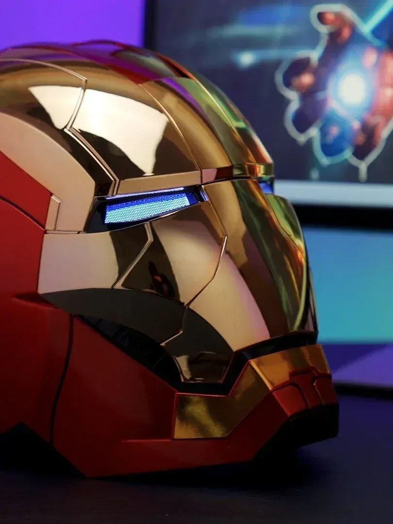 2025 New Marvel Iron Man Helmet Black Gold Black Silver Electric Helmet Voice Controlled Voice Machine Face Mask Toy Birthday Gi
