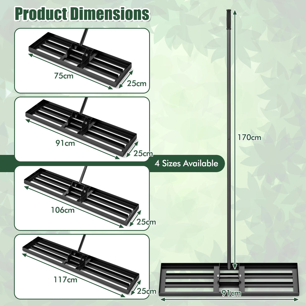 Lawn Leveling Rake Metal, Lawn Rake with Ergonomic Handle, Leveling Sand Soil, Rake Surface Leveler, Lawn Tool