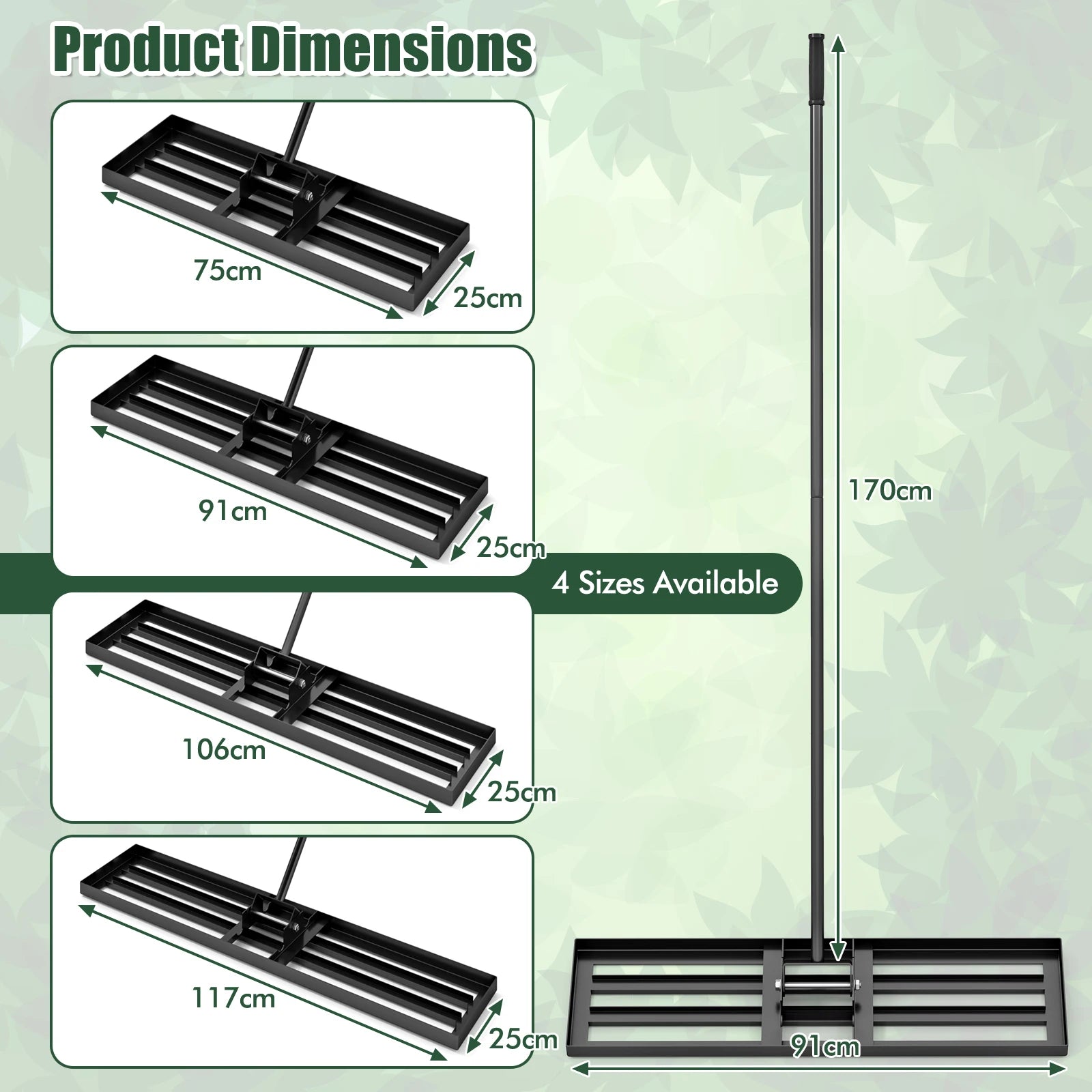 Lawn Leveling Rake Metal, Lawn Rake with Ergonomic Handle, Leveling Sand Soil, Rake Surface Leveler, Lawn Tool
