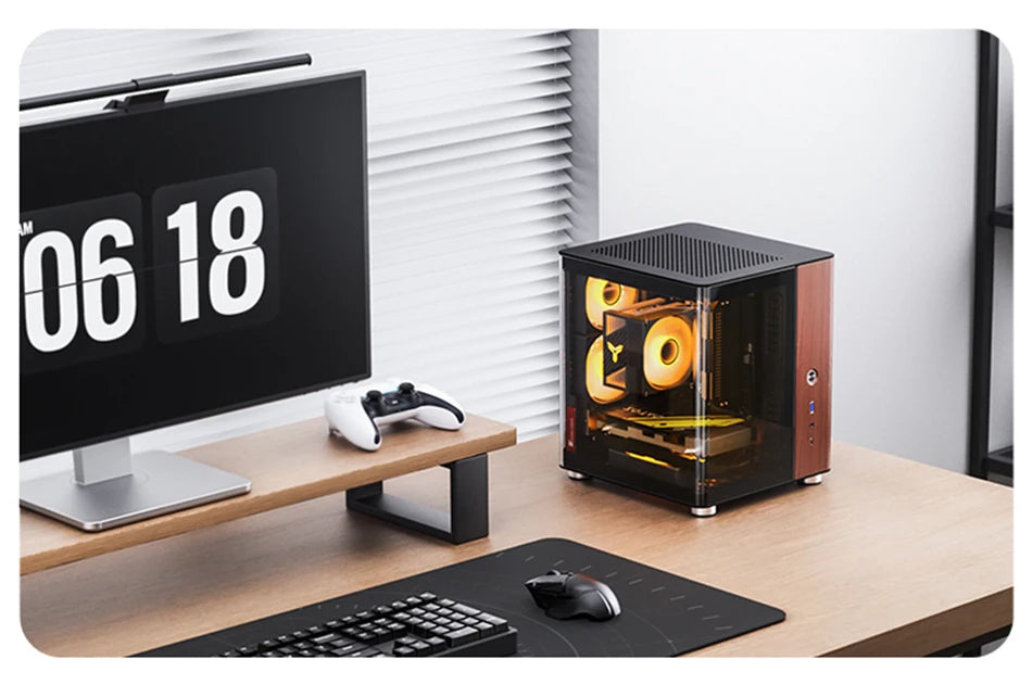 Jonsbo TK-0 ITX Sea View Room Case Separated Cabinet Dual-Curved Glass Aluminum Solid Walnut Wood Compact Desktop Chassis