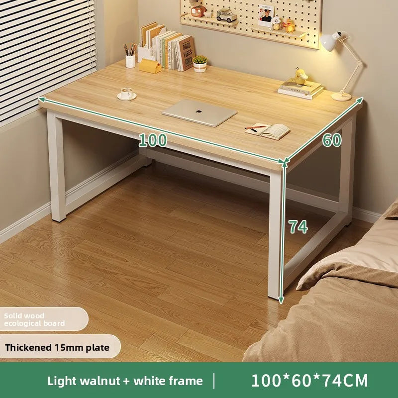 80/100/120/140/160cm Office Desk 15mm Wood Desktop Computer Table with Steel Frame Study Writing Desk for Home Office Workspace