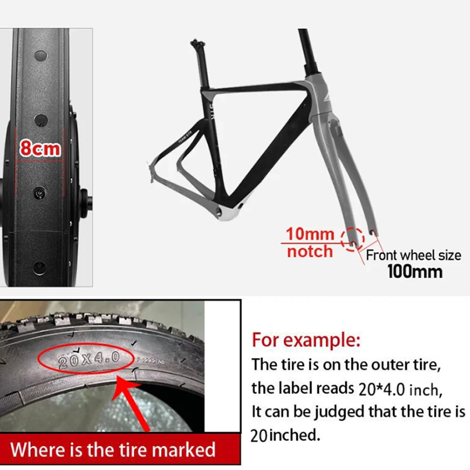 Fat Electric Bike 36V 48V 500W 750W Electric Fat tire Snow Bike Front Rear Wheel Hub Motor 4.0Tyre  20in 24in 26in