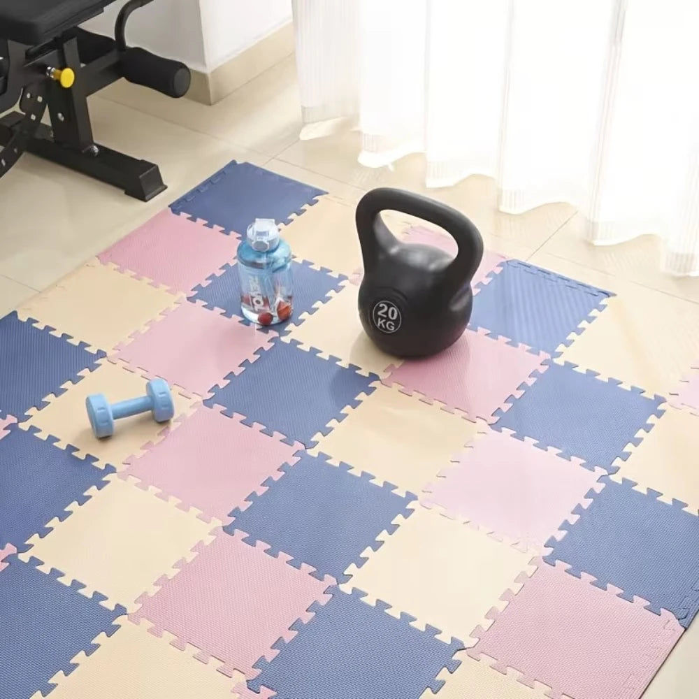 6Pcs 2.5cm Thickened Fitness Mat Non-slip Fall-proof Reusable Yoga Rug Helps Train for Play Home Gym Living Room Anti-Slip Mat