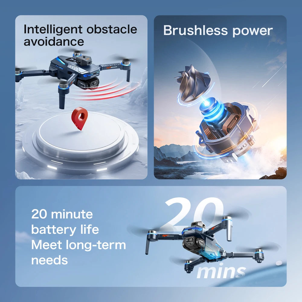NEW GT8 Drone Obstacle Avoidance Belt 4.3-inch Screen Brushless 2.4G Optical Flow 8K HD Dual Camera Foldable Quadcopter Aircraft