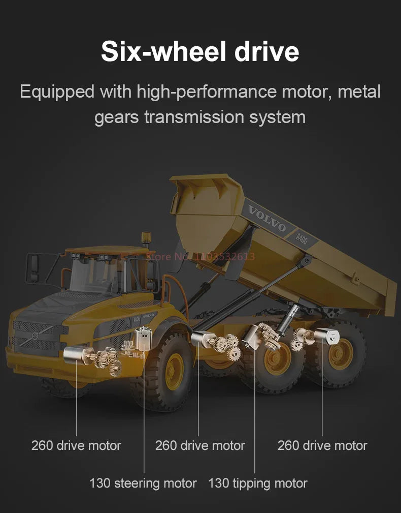 Double E E591 1:20 A40G RC Car Engineering Vehicle Kids Remote Controlled Articulated Dump Truck Toys for Boys Christmas Gifts