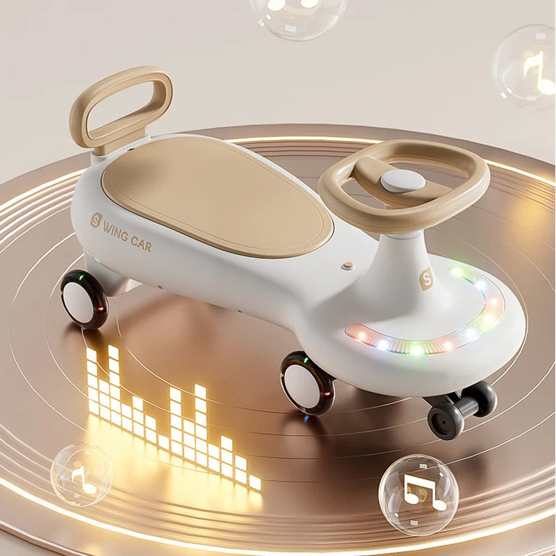S Kids Swing Car Anti Rollover Parent Child Ride On Toy Car With Mute Flashing Wheels Music Light For Toddlers 1 To 12 Years Old