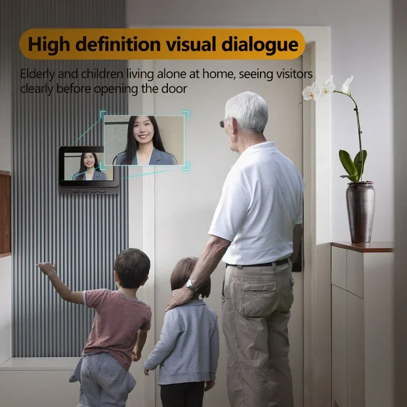 Wireless Intercom Doorbell Night Vision HD 4.3in LPS Screen Video Doorbell Camera Smart Home Security Visual Doorbell