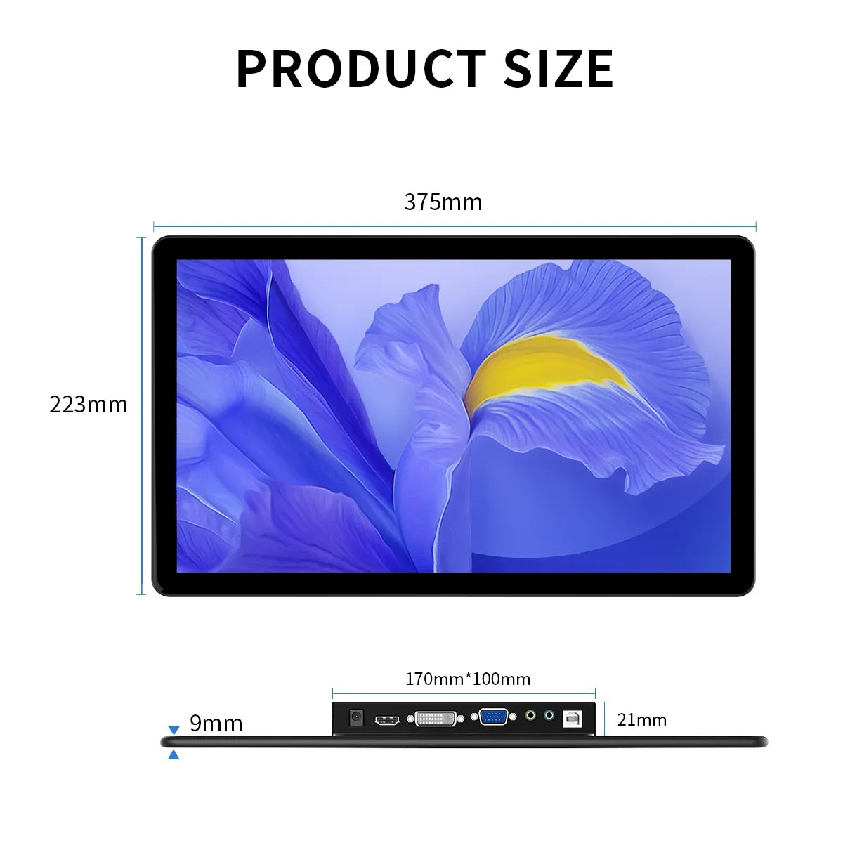 HOWENS 15.6 inch Monitor Industrial Touchscreen 1920x1080 Laptop Display HDMI 75x75 VGA BNC AV USB PC Extra Second Screen