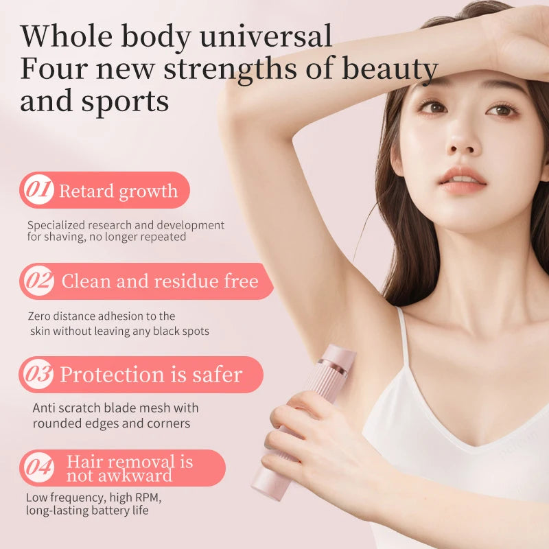 Electric Shaver for Women Bikini Trimmer Facial Mustache Hair Removal Razor Ladies Face Underarm Legs Electric Painless Epilator